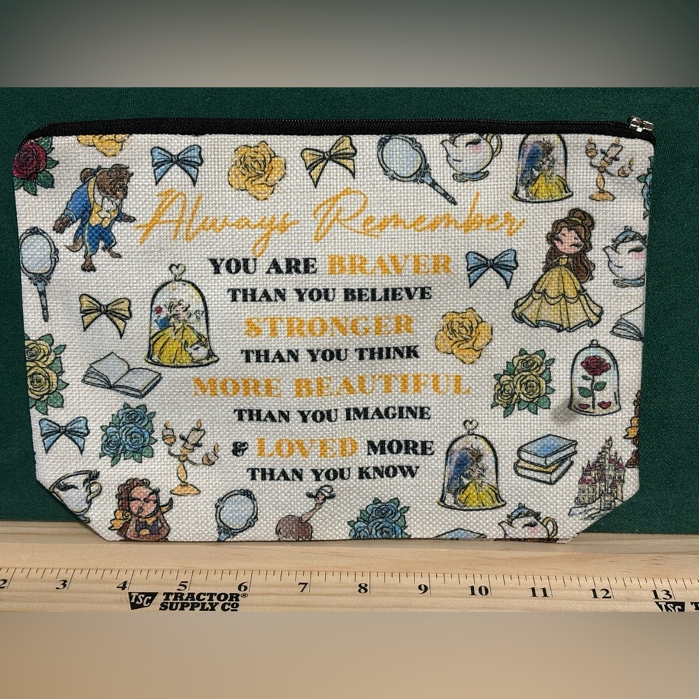 Beauty & the Beast Inspired Belle Makeup Bag Cosmetic Pouch - Picture 2 of 3